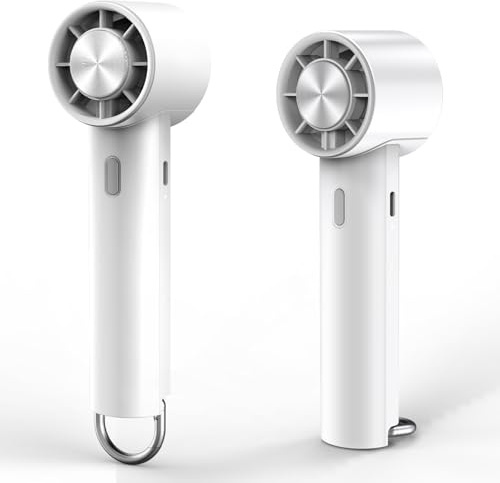 Minthouz Handventilator, ultraleiser tragbarer Tischventilator mit 5 Geschwindigkeiten, 2000mAh Akku & USB-C, 16°C Sofortkühlung, klappbare Halterung, ideal für Reisen, Zuhause & Büro