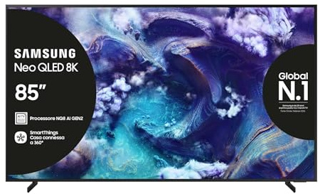 Samsung Neo QLED 8K Vision AI Smart TV 85'' QE85QN900FTXZT Mini LED, NQ8 AI Gen3 Processor,AI Upscaling, Glare Free, Art Store, Dolby Atmos & OTS Pro, MetaFrame Design,PACCHETTO INTRATTENIMENTO, 2025