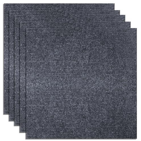 YAYODS Lot de 15 carreaux de moquette autocollants, antidérapants et durables, pour bureau, salon, chambre à coucher, 30 x 30 cm, gris
