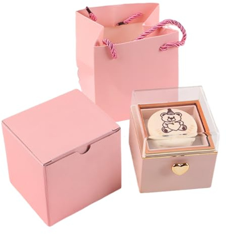 Générique Boîte à anneaux, boîtes à anneaux - Porte-bague de proposition de gâteau d'ours,Accessoires de bijoux à gâteau à ours