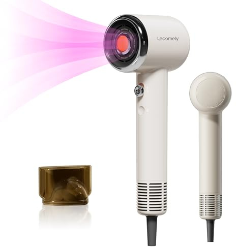 High Speed Ionic Hair Dryer, Fast Drying Hairdryer with 200 Million Negative Ions & 50 Million Positive Ions, 378g Lightweight Low Noise Blow Dryer with Magnetic Nozzle, Retro Design