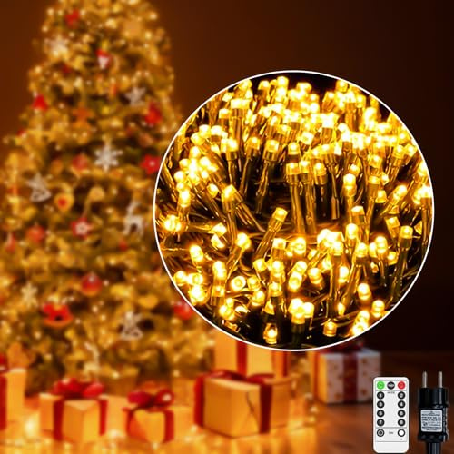 FANSANMY Luci a Festa Esterno 60M 600 LED, Luci Natale con Telecomando, 8 Modalità & Timer Auto, IP44 Impermeabile Bianco Caldo per Albero di Natale, Giardino, Balcone, Matrimonio, Decorazione Festa