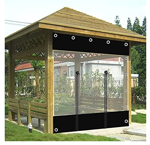 Telone impermeabile in PVC con occhielli, pannelli laterali trasparenti con cerniera per pergolati, tende da esterno per gazebo, posto auto coperto, portico, giardino, 500 x 200 cm
