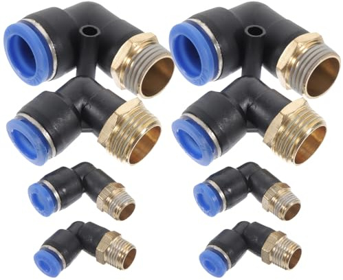Healifty Kit 16 Pièces de Raccords Pneumatiques à Sertir, Coupleurs Mâle-mâle Filetés en Plastique et Métal, Adaptateurs de Tuyau D’air Compacts pour Projets Industriels Connexion Rapide