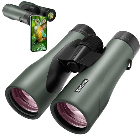 Nexiview 15x52 HD Binoculars for Adults High Powered - Large & Bright View, Lightweight, IPX7 Waterproof-Binoculars for Hunting Bird Watching Travel,Hiking, Travel, Cruise, Sports with Phone Adapter