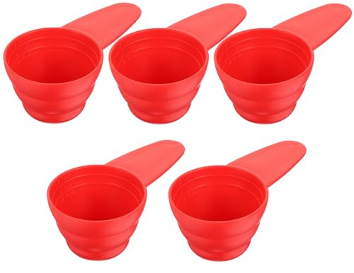 DOITOOL 5 Piezas Medidoras con Escala de Alimenticio Cucharitas Café para Café y Repostería con Mango Corto Rojo