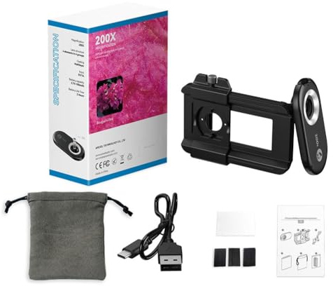 NiuLumea Kit obiettivo microscopio 3 in 1 per smartphone, obiettivo macro con ingrandimento 100X/150X/200X e luce LED integrata, per telefoni cellulari