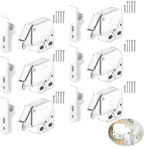 Juego de 6 pestillos de puerta con resorte, mini pestillos de puerta con resorte, pestillos para muebles, hermosos pestillos de puerta con apertura por empuje, adecuados para puertas de gabinetes con