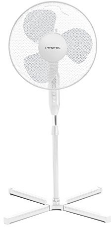 TROTEC Standventilator TVE 15 S – 40 Watt, oszillierend 80°, 3 Stufen, Ø 40 cm, höhenverstellbar, leise, weiß