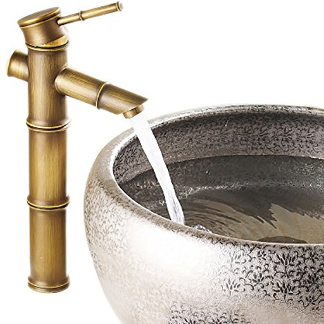 SportTent Waterfall Sink Mixer Tap Spout Tall Bathroom Kitchen Countertop Faucet Taps Antique Brass Finish Retro (B)