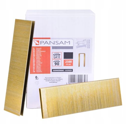 Agrafes 25 mm pour agrafeuses pneumatiques Ga18 type 90 (1,25 x 1,00 x 5,7 mm) 2 500 pièces. Pansam A536125