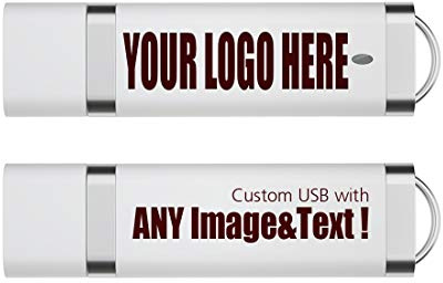 MEINAMI Personalised USB Memory Stick 128MB Custom Flash Drive Multipack Promotional Product Customised With Your Logo Bulk Wholesale 100 Pack, White