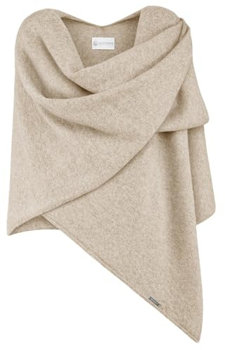 Giesswein Merino Lambswool Poncho Naturel One - Jersey élégant en Maille Fine 100% Laine d'agneau, Ècharpe XXL, Cape et Poncho Doux pour Femmes, Tabouret pour l'été et l'hiver