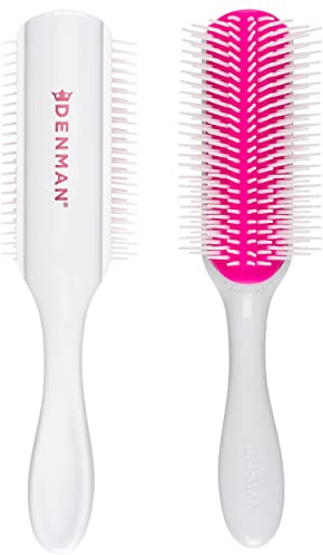 Denman Curly Hair Brush D4 (Cherry Blossom) 9 Row Styling Brush for Styling, Smoothing Longer Hair and Defining Curls - For Women and Men