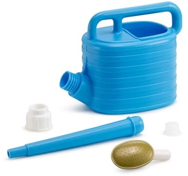 Arrosoir en plastique bleu clair 3 l – avec rose en métal, garantit une distribution correcte et délicate de l'eau, accessoire pour bonsaï, plantes, jardinage