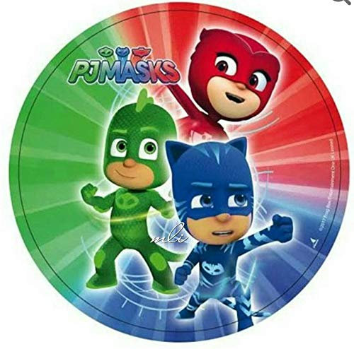CAPRILO. Lote de 24 Platos Infantiles Decorativos de Cartón PJ Masks Vajillas. Juguetes y Regalos Baratos para Fiestas de Cumpleaños, Bodas, Bautizos, Comuniones.
