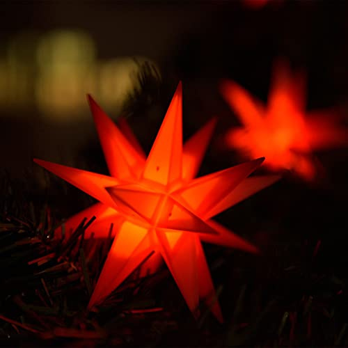 Novaliv Weihnachtsstern LED Dekostern Klein 8cm ROT mit Batteriefach für 3 AA Batterien 6h Timerfunktion (1,5m Kabel) Innenraum DEKO 3D Stern 18 Zackig Leuchtstern LED Mini Weihnachtsstern beleuchtet