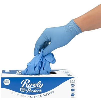 Blake & White Purely Protect XL Blue Nitrile Gloves - Powder & Latex Free Disposable Gloves for Medical & Industrial Use - Made from 100 Percent Hypoallergenic Rubber Material - Box of 100