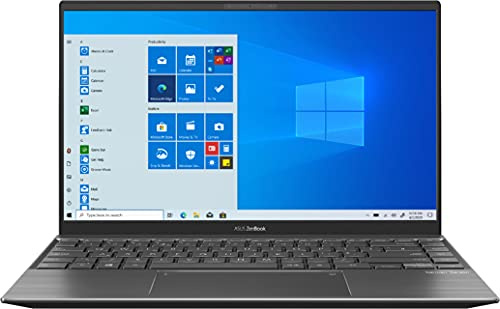 Asus Zenbook 14 pollici FHD Laptop, AMD Ryzen 5 5500U, 6 core, fino a 4 GHz, 8 GB DDR4 RAM, SSD da 256 GB, scheda grafica NVIDIA GeForce MX450, webcam, WLAN, Bluetooth, HDMI, scheda multimediale Redia