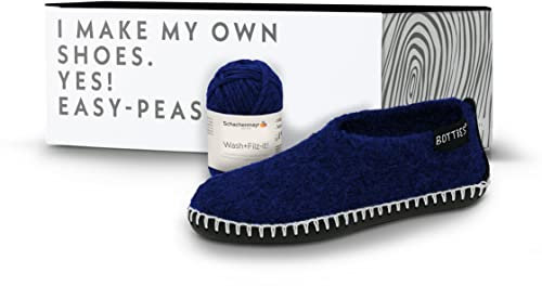 Botties x Schachenmayr Winter Kit Wash+Filz It!, Farbe: indigo/weiß, Größe: 36-37, Strickfilz-Kit für Do-It-Yourself Schuhe
