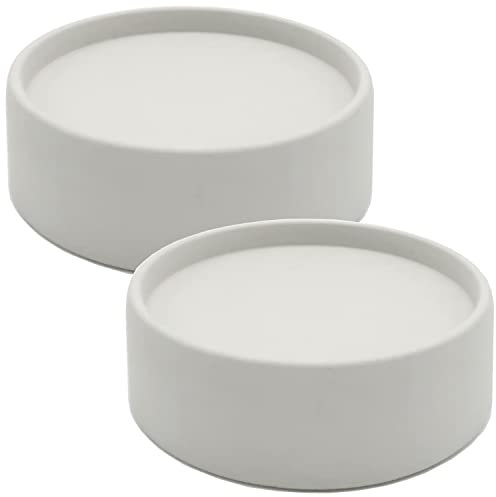 Dekovita 2er Set Kerzenhalter Ø11x4cm Beton-Optik Hellgrau - Kerzenständer für Stumpenkerzen - Stein Untersetzer rund