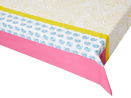 Talking Tables Boho Paisley Fabric Table Cover | Rectangular Party Tablecloth, Reusable Kitchen Accessories, Machine Washable for Dining, Garden, Picnic, BBQ, Festival Theme, Pink
