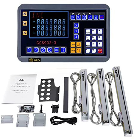 GUILOPOER 3 axes LCD DRO - Affichage numérique Kit5µm TTL - Affichage de la position pour votre tour, fraiseuse, ponceuse, etc. - Bateau en Allemagne (5µm-2Axis) (200 mm + 400 mm + 750 mm)