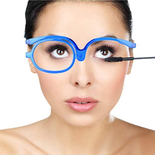 MAQBE Make up Glasses, Schminkbrille, MiniBrille Make Up Schminkbrille Mode Damen Schminkbrille mit klappbaren glaesern(Blue,+4.00)