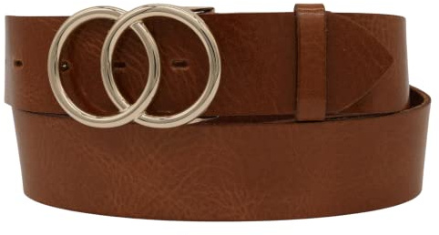 AnnaMatoni Damen Gürtel Ledergürtel mit Doppel O-Ring Schließe Gold echt Leder Gürtel Made in Germany 4 cm breit Damen Leder Gürtel