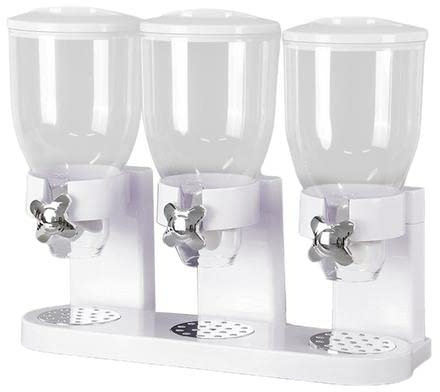 Distributore di cereali triplo | Distributore di cereali per dispenser di alimenti secchi a tre contenitori | Contenitore per ripiani da cucina per snack di muesli a grana di noci di caramella
