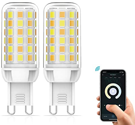 BVCL G9 LED Lampen, 3W Smart WiFi G9 Dimmbar Glühbirne 320LM Kein Flicker, Ersatz für 30W Halogenlampen, Dimmbar per App oder Sprache, 2er Pack