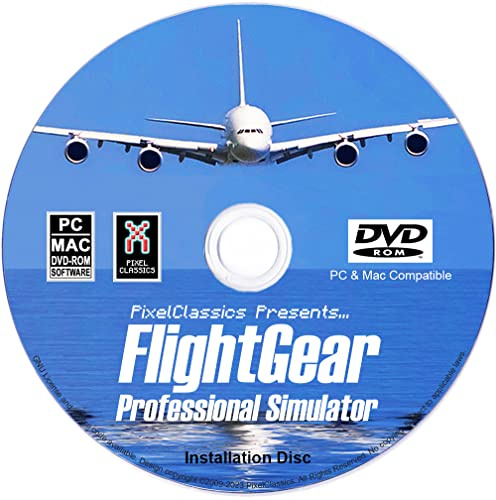 FlightGear Flight Simulator 2023 X Flugsimulationsflugzeug & Hubschrauber inklusive 600+ Flugzeuge DVD-CD-Disc Standardausgabe Kompatibel mit Microsoft Windows 11, 10 & Mac OS