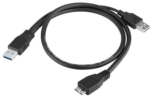 NTQinParts USB3.0 Charger Charging Sync Data Y Cable Cord for Pioneer Slim External Blu Ray Writer BDR-XS07S BDR-XD07S BDR-XD07TB BDR-XD07B