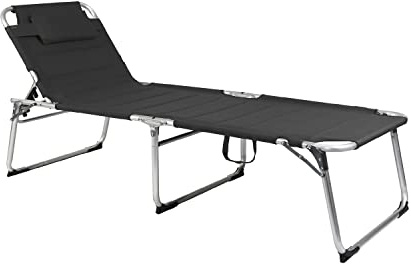 Mojawo XXL Gartenliege Sonnenliege Relaxliege Liege Aluminium Sonnenliege mit Kissen gepolstert klappbar L200xB70xH45/95cm, Farben:Anthrazit