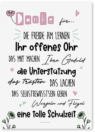 Nastami Postkarte DANKE SCHULZEIT Geschenk Lehrerin Abschied