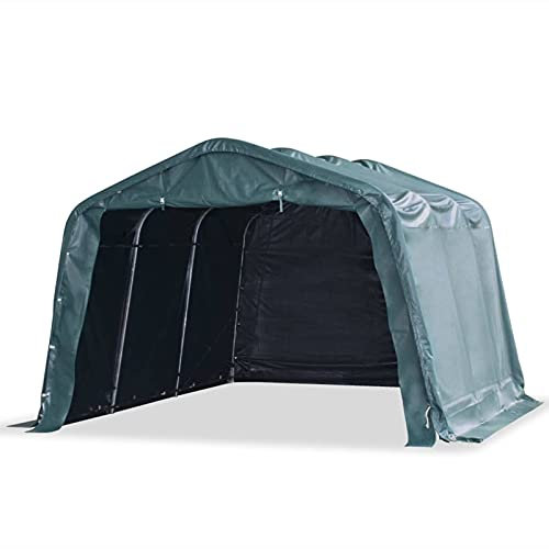 Weidezelt, BULANED Carport, Zeltgarage, Gerätezelt Winterfest, Lagerzelt, Carport Plane, Foliengarage, PVC 550 g/m² 3,3×4,8 m Dunkelgrün