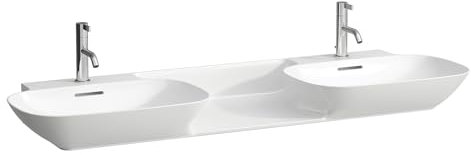 Laufen INO lavabo double, 1 trou de robinetterie par vasque, sans trop-plein, 1420x450mm, H8143047571111, Couleur: Blanc mat