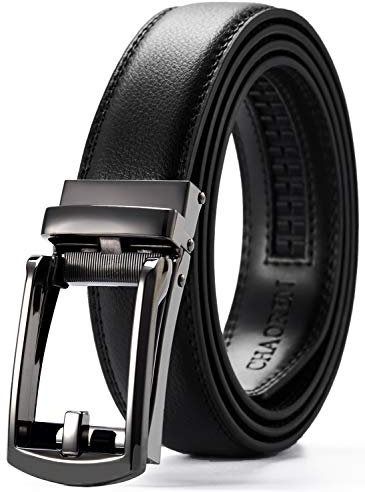 CHAOREN Gürtel Herren Ratsche, Automatik Leder 32mm für Business und Formelle Anlässe, Schmaler Anzuggürtel ohne Löcher