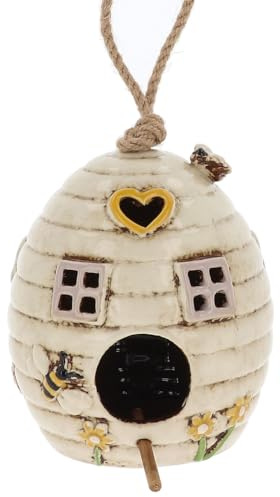 Village Pottery Beehive Cream Bird Feeder