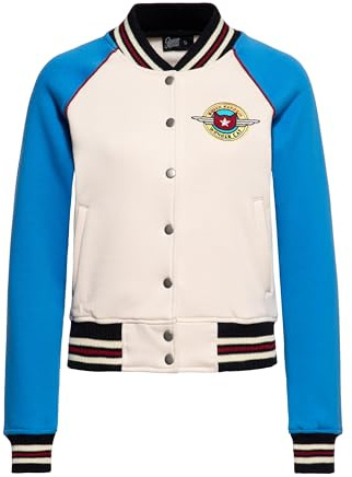 Queen Kerosin Damen College Jacke Sweatjacke Baseball Jacke Regular Fit Rockabella 50S Rockabilly Vintage Wonder Cat