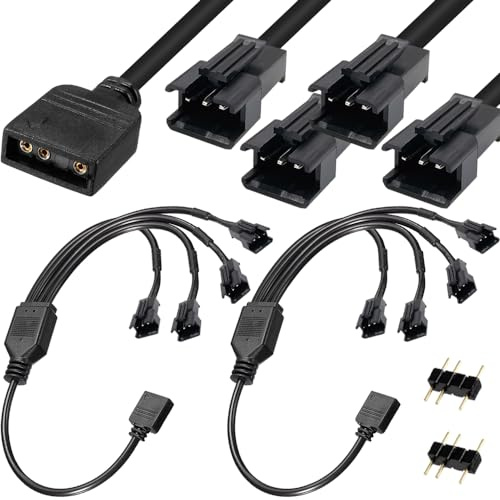 Xiatiaosann Cable divisor LED ARGB, cable divisor RGB direccionable de 5 V y 3 pines con 4 conectores macho SM de 3 pines (tipo 1 a 4, paquete de 2)