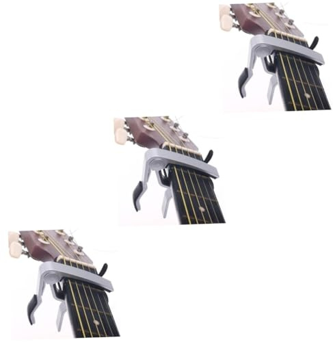 SAFIGLE 3stücke Durabler Metall-kapodaster Für Gitarre Einhändig Geeignet Für Akustik Gitarre Silberfarben Zur Tonhöhenänderung Ohne Spieländerung