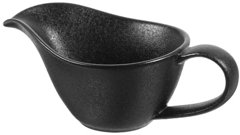IMIKEYA Sauciere Keramik-Milchkännchen Mit Griff Porzellan-Dip-Sauce- Kaffee-Milch-Spender Servierkessel Schüssel Gewürzglas Für Salatdressings Schwarz