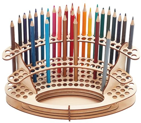 nbeads Présentoir Porte-Stylo en Bois, 25.3x13x12.5cm Porte-Crayons à Fentes Verticales Organisateur De Bureau En Bois Présentoir à Crayons pour le Bureau et la Maison, Cornsilk