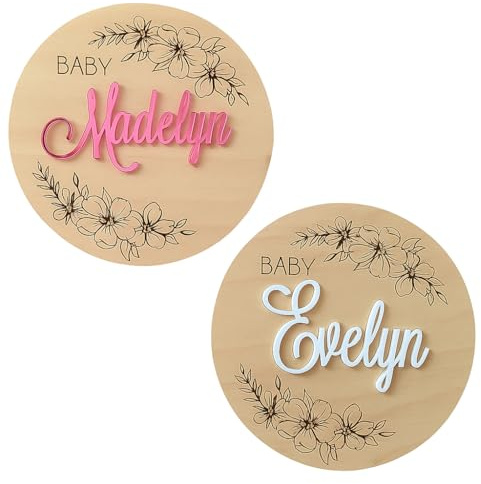 Carte bienvenue en bois gravée personnalisable, Panneau de naissance de bébé personnalisé, Carte prénom bébé, Texte et prénom personnalisable, Panneau pour la séance photo de naissance, Souvenir