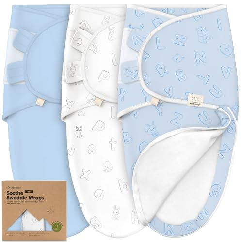 3er-Pack Pucksack Baby 0-3 Monate mit Reißverschluss-Bio-Baumwolle Baby Wickeltücher für Neugeborene,Mädchen,Jungen,Weicher und Strapazierfähiger Swaddle zum einfachen Windelwechseln(ABC Land Cloud)