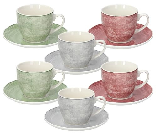 Tognana Petra, confezione 6 tazze tè con piattino, porcellana, multicolor