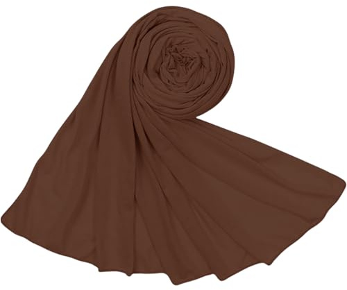 Piewag Hijab Sciarpa da donna in morbido cotone musulmano Jersey Hijab Head Wrap Sciarpe moda lunga sciarpa scialli, Marrone, taglia unica