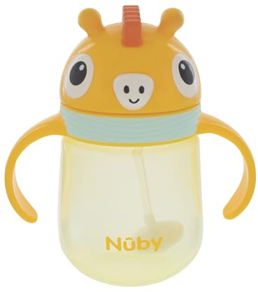 Nuby Character Cup Toddler Water Bottle, 240ml, 6M+, Giraffe