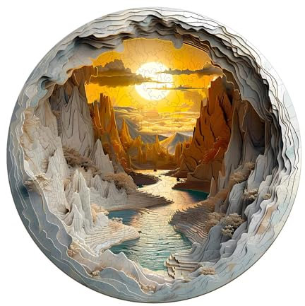 Blumuze 3D Vision Inside the Cave Wooden Jigsaw Puzzle - Unique Shaped Animal Puzzle for Adults and Kids With Wood Gift Box - 200 Pieces, 29 x 29cm